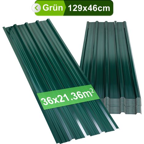 Jiubiaz 36 Stück Profilblech Dachblech 129 x 46 cm, 0,25 mm, Grün, für Gartenhaus und Carport (1/5)