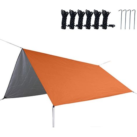 Voile d'ombrage, Bâche de Camping, Tente Imperméable Abri Protection Couverture en Plein air randonnée pêche Pique-Nique Tente bâche abri, Orange, 300x300cm (1/2)