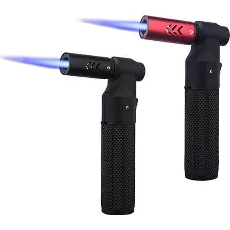 Lot de 2 chalumeaux de cuisine, chalumeaux de cuisine, chalumeaux Bunsen rechargeables, flamme jet réglable, chalumeau de cuisine, brûleur à crème brulée pour desserts, cuisine à la maison, barbecue (1/5)