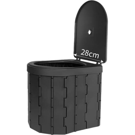 Toilettes portables pliables avec couvercle ABS noir, anti-odeur, capacité 700ml, 16 verrous, support jusqu'à 300 jin, pour voiture et voyage (1/5)
