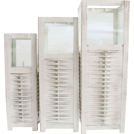Set 3 Lanterne Marie in Acciaio Bianco (1/2)