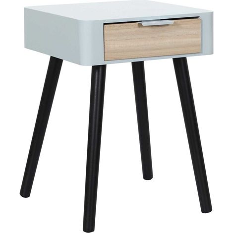 Table de Chevet 1 Tiroir "Bois" 48cm Gris (1/5)