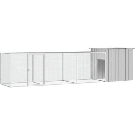 vidaXL Gallinero de acero galvanizado gris 400x91x100 cm (1/5)