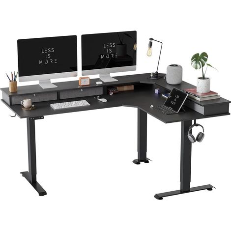 FEZIBO DREI Motoren Schreibtisch Höhenverstellbar Elektrisch 160x120 cm L-Form (1/5)