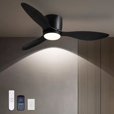 Ventilateur plafonnier bas de 42 pouces avec lumière réglable, ventilateur encastré plat, adapté à une utilisation dans la chambre (1/5)