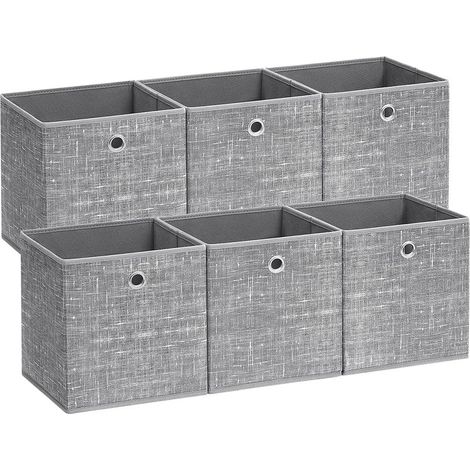Boîtes de rangement pliables lot de 6 cubes bacs paniers coffres en tissu non-tissé 30 x 30 x 30 cm pour jouets vêtements gris