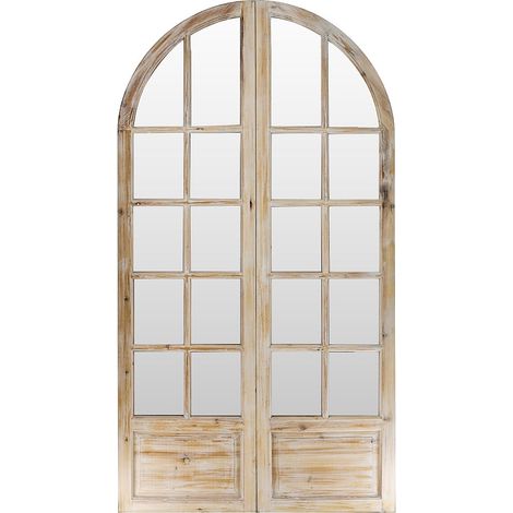 Vente-Unique – Paravent miroir en bois de pin naturel – 2 panneaux – L. 96 x H. 180 cm – Effet patiné pour délimitation d'espace