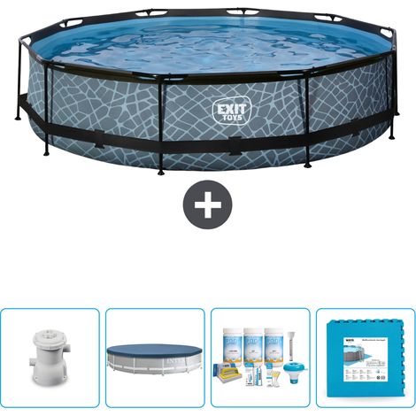 Exit Pool Rund - Steinoptik - 360x76 cm - 5-teilig SCB16 (1/4)
