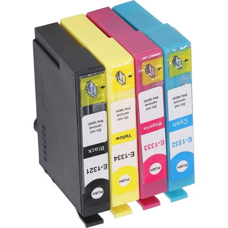 Cartouches d'encre Noir Cyan Magenta Jaune Précision Fluide Anti-décoloration pour Imprimante Epson Stylus T1321 T1332 T1333 T1334 (1/5)