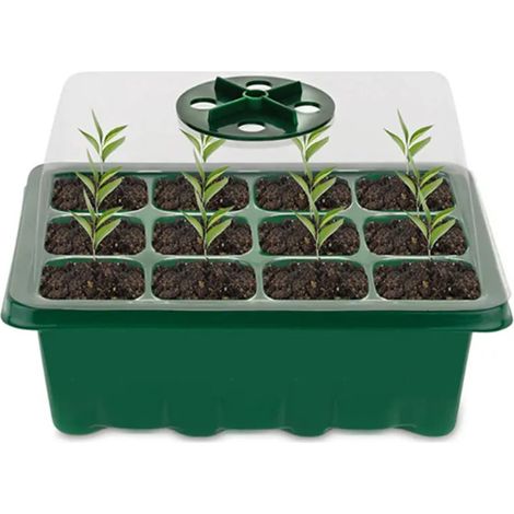 Ensemble de trois plateaux de semis à 12 alvéoles, boîte de rangement pour pots de fleurs, boîte de germination, boîte de plantation et de culture, 10 pièces par paquet (1/5)