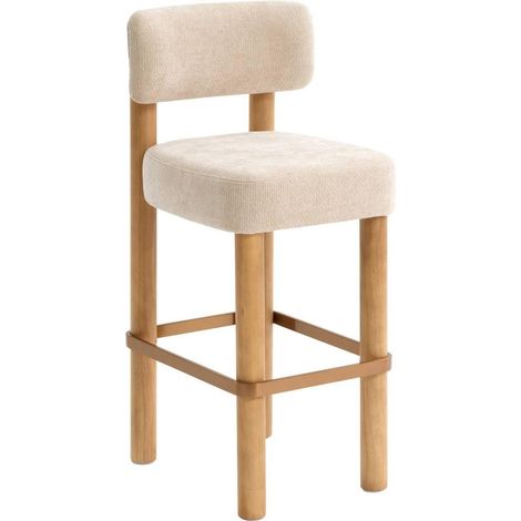 Tabouret de Bar Design "Noali" 104cm Ivoire & Naturel (1/5)