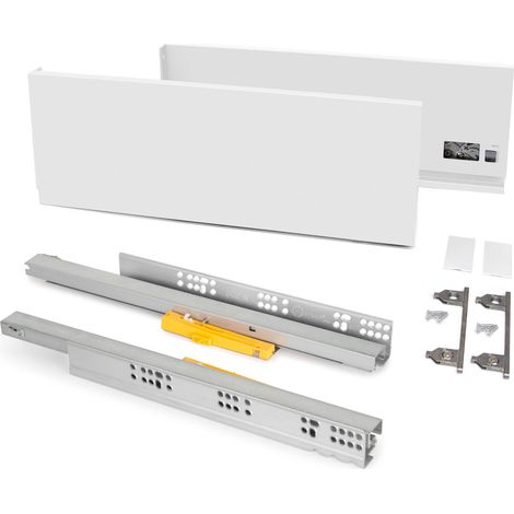 Emuca Cassetto esterno Vertex 40 kg altezza 178 mm con Push Sincro, 500, Verniciato bianco, Acciaio (1/5)