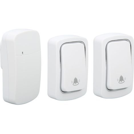 Sonnette sans fil avec 2 émetteurs, longue portée, 38 mélodies, sans piles, pour maison, alimentation 100-230V AC, prise européenne (1/5)