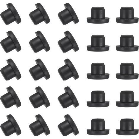 Lot de 25 bouchons en silicone en forme de T, diamètre 13,5 mm, bouchons élastiques étanches en silicone réutilisables, bouchons solides à trou rond pour tuyaux, noir (1/5)