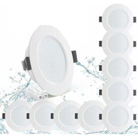 Lot de 10 Spots LED Encastrable 5W IP44 98mm, Blanc Neutre 4000K Éclairage encastré Étanche 450lm, Spot LED Extra Plat 25mm, Spots de Plafond 230V pour Salle de Bain Salon Cuisine, Trou 70-88m (1/4)