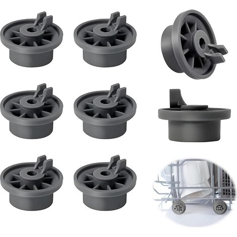 8 Pièces Roulette Lave Vaissell, Roulettes de Panier de Lave-Vaisselle pour Panier Inférieur de Lave-Vaisselle, Compatible avec Bosch, Siemens, Neff
