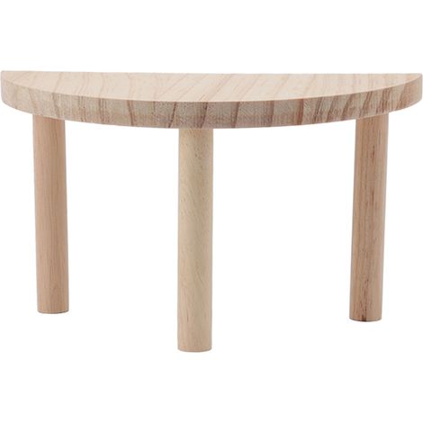 1 Plateforme en bois demi-ronde pour hamster, pin naturel lisse, accessoire cage petit animal, gain de place (1/5)