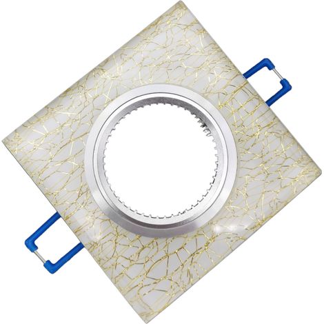 Portafaretto Quadrato in Vetro Oro fisso da incasso cartongesso per lampadine GU10 MR16 (1/4)