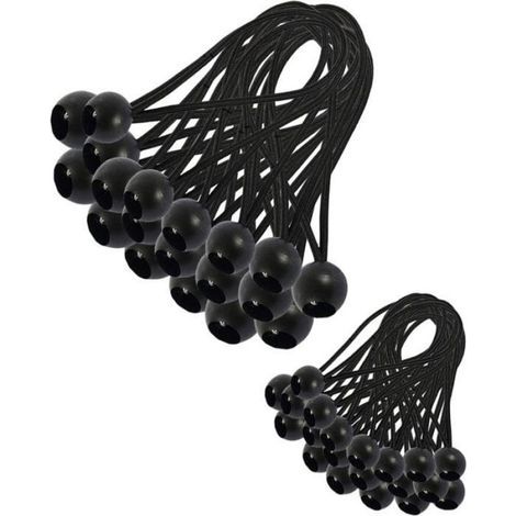 Corda elastica bungee – 30 pezzi – Nera – 15 cm e 20 cm – Resistente alle intemperie (1/5)