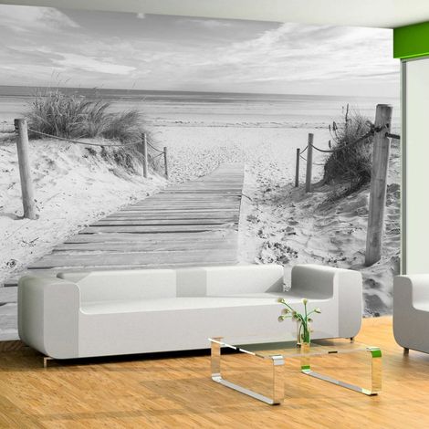 Papier peint adhésif Sur la plage nb - 147 x 105 cm