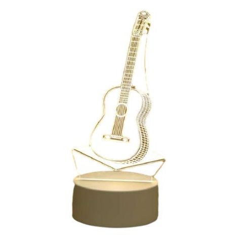 Veilleuse LED 3D en forme de guitare, charmante pour chambre à coucher, chambre d'enfant, etc. (9,2 x 16 cm)
