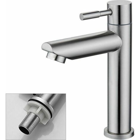 Kaltwasser-Waschtischarmatur, robuste Kupfer-Chrom-Oberfläche, Handwaschbeckenarmatur mit herausnehmbarer Strahlreglerkartusche für einfache Reinigung oder Austausch