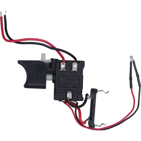 Interrupteur de gâchette de perceuse, variateur de vitesse, réversible CW/CCW avec témoin lumineux, 7,2-24 V CC, 16 A (pièce de rechange)