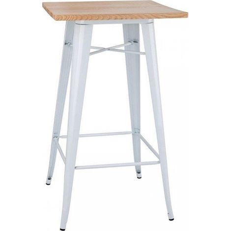 Mange-debout carrée d'intérieur (H)1040 x (L)600 mm, acier galvanisé blanc, bois