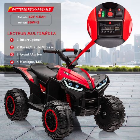 Quad électrique enfant 12V – 2 vitesses 3-6 km/h – LED, musique, klaxon – Voiture tout-terrain jouet – Cadeau idéal 3-6 ans – Couleur rouille (1/5)