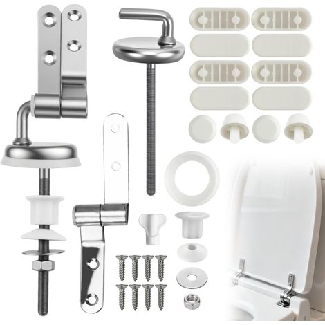 35 Pièces Kit Fixation Abattant WC Inclut 23 Charniere Abattant WC Inox 12 Coussinets Amortisseurs de Siège Convient à Multiples Scénarios (1/5)