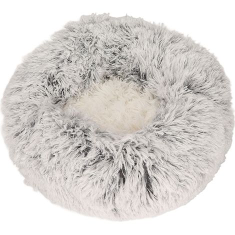 Panier pour chat chaud, respirant et auto-chauffant, en peluche moelleuse, rond, gris, 50 cm. (1/5)