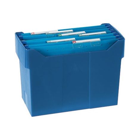 Soporte sobremesacarpetas colgantes azul de poliestireno para formato din a4 capacidad 20 carpetas