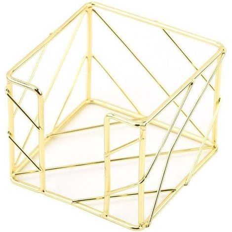 Organizzatore di post-it - Scaffale portaoggetti - Scaffale portaoggetti in metallo - Scatola per post-it dal design creativo - Accessori per l'ufficio - Porta Post-it - Oro (1/4)