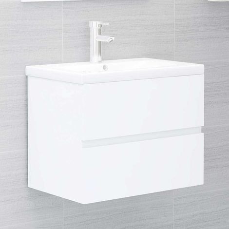 Meuble sous lavabo Meuble sous vasque - avec lavabo intégré Blanc Aggloméré BV192875 - BonneVie (1/5)