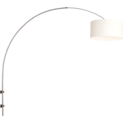 Sienna Sparkled Light Lampada da Parete con Paralume Acciaio Spazzolato, Paralume Bianco (1/4)
