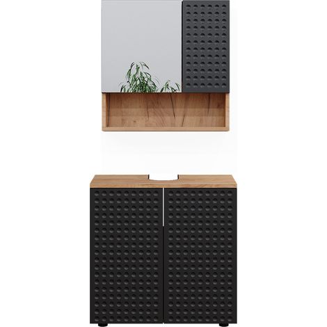 Set mobili bagno Irma, Antracite puntinato, 2 parti, base 60 cm, Vicco
