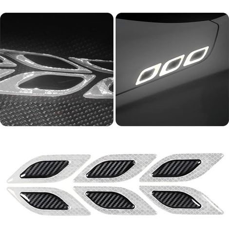 6 bandes réfléchissantes pour pare-chocs, bandes réfléchissantes en fibre de carbone 3D, pour éviter les collisions entre voitures, universelles pour de nombreux types de voitures (blanches) (1/5)
