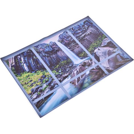 Lot de 2 stickers muraux PVC 3D trompe-l'œil, fenêtre panoramique paysage d'Islande cascade, décoration adhésive réaliste (1/5)