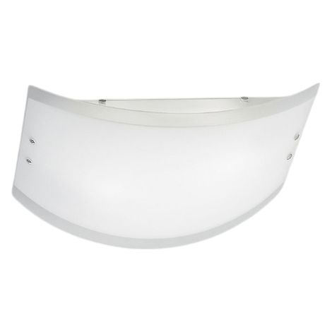 Plafonnier Lecce verre satiné blanc 32,5x23cm, 2xE27 max 42W, structure métal chromé, IP20, moderne, ampoules exclues