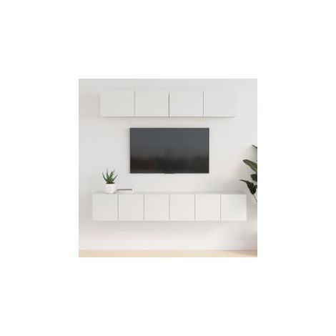 Ensemble de meubles TV 5 pcs Blanc Bois d'ingénierie (1/5)
