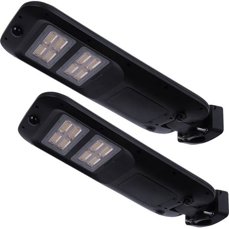 Lampione stradale Led 100W Nero con pannello solare IP66 Bianco freddo 6500K con sensore crepuscolare e di movimento confezione da 2pz Wisdom (1/5)