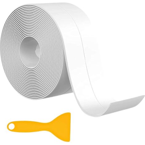 Ruban de calfeutrage auto-adhésif de 10,5 pi avec outil de scellement, blanc, en forme de bande, en silicone, temps de durcissement initial de 30 minutes, mastic. (1/5)