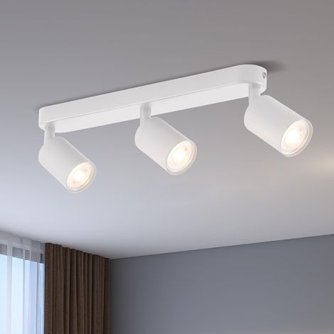 LED Ceiling Spotlights, GU10 Base, White Metal, 350° Rotatable, Indoor Living Room/Bedroom (1/5)