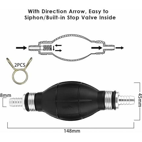 Pompa manuale, pompa di trasferimento, pompa di benzina azionata a mano, pompa di carburante manuale, con tubo di sifone portatile da 2 m, pompa di erogazione carburante portatile, pompa di carburante (1/4)
