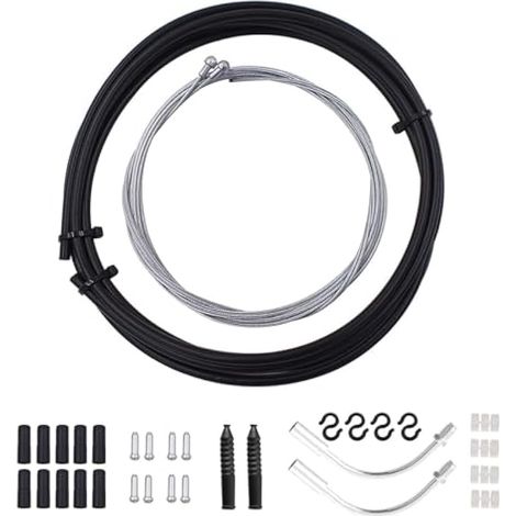 Set de Cable de Frein Vélo, 2.5m Cable de Frein Velo Universel, Câble de Frein Avant et Après de Vélo Embout Cable Velo pour la Maintenance et la Réparation (1/4)