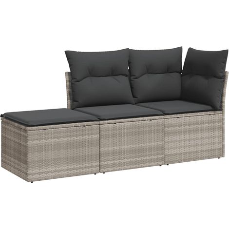 Maison Exclusive - Set Divano da Giardino 3pz con Cuscini Grigio Chiaro Polyrattan