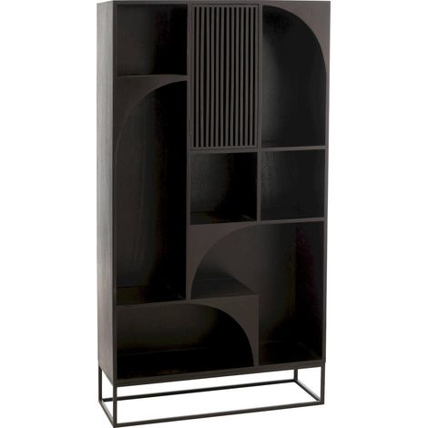 Étagère bois manguier noir design contemporain pour salon élégant - Noir bois de manguier (1/5)