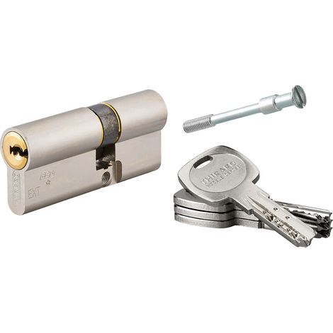 Thirard – Cylindre de serrure double entrée 30x40mm – Nickelé – 4 clés réversibles – Protection anti-arrachement et anti-perçage – Niveau de sécurité 8/10 (1/3)