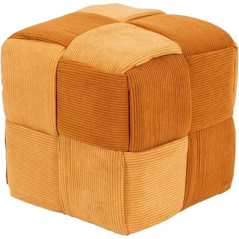 Pouf brady vell intrecciato ocra-mattone  38x38x38 cm