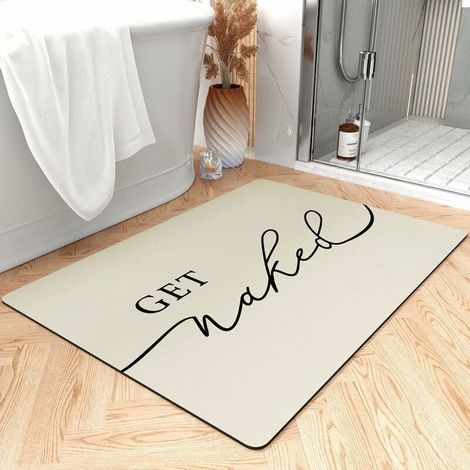 Alfombrilla de baño Get Naked súper absorbente de secado rápido, antideslizante, con base de goma, ultrafina, para baño, 43,2 x 61 cm, beige. (1/5)